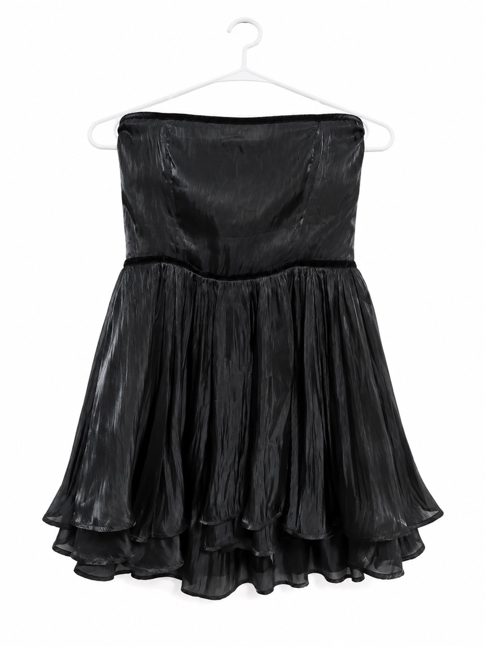 Free People Black Strapless Mini Dress NWT Ruffle Party Cocktail M